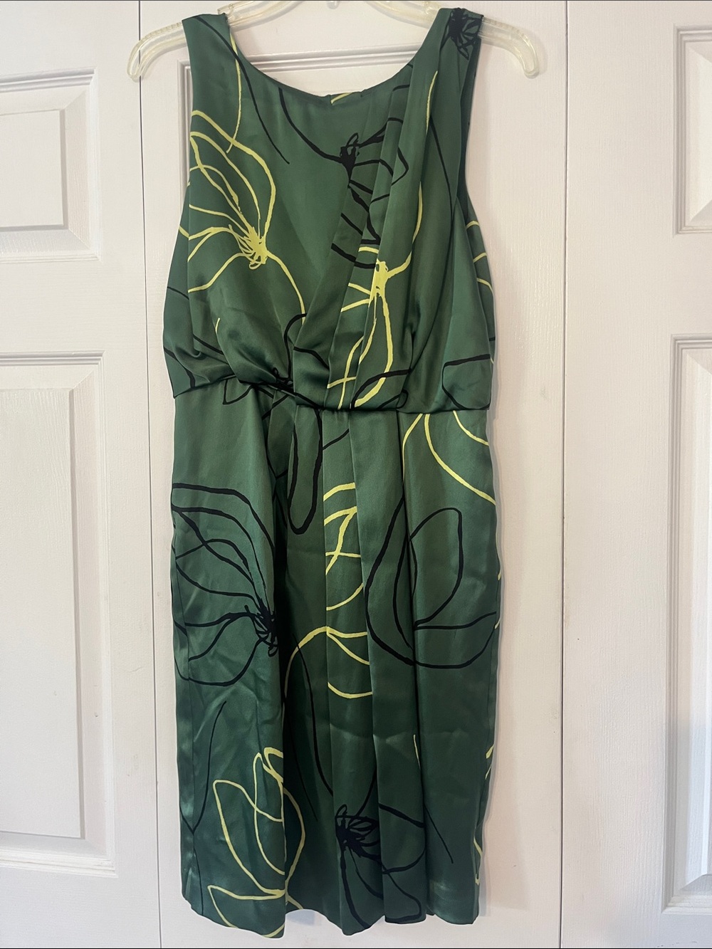 Anthropologie Sariah Lined Green Floral Sleeveless Women’s Dress